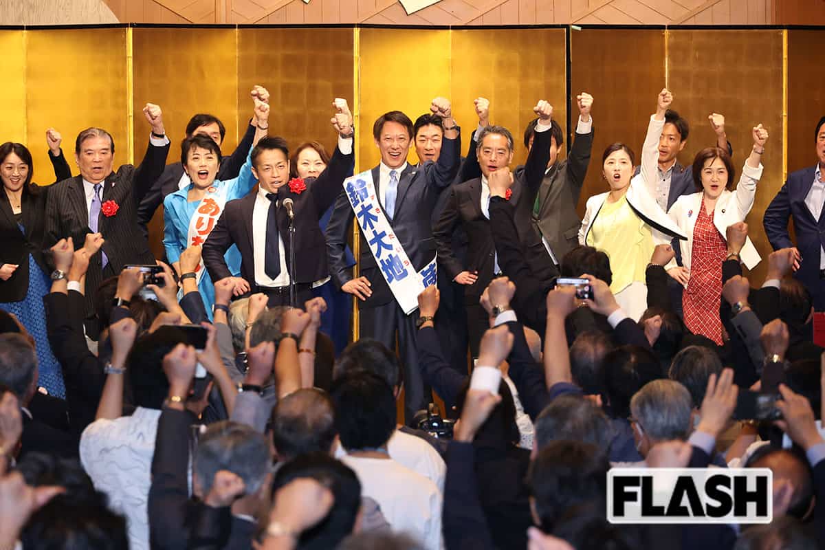 7月7日、鈴木大地氏の決起大会がおこなわれた（写真・長谷川新）