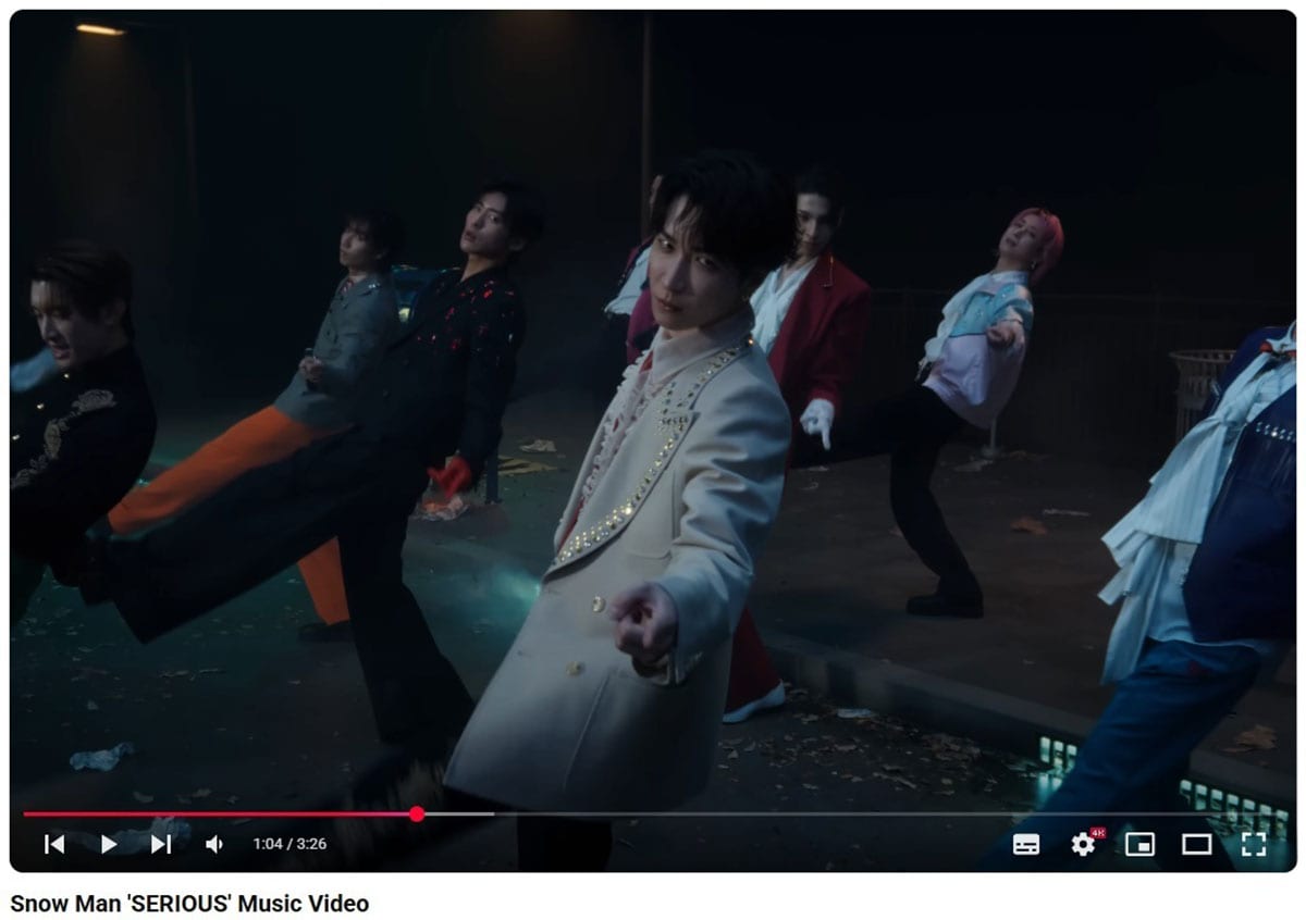 Snow Manの新曲『serious』はマイケル・ジャクソンのテイストがふんだんに入っている（写真・Snow Manの公式YouTubeチャンネルより）