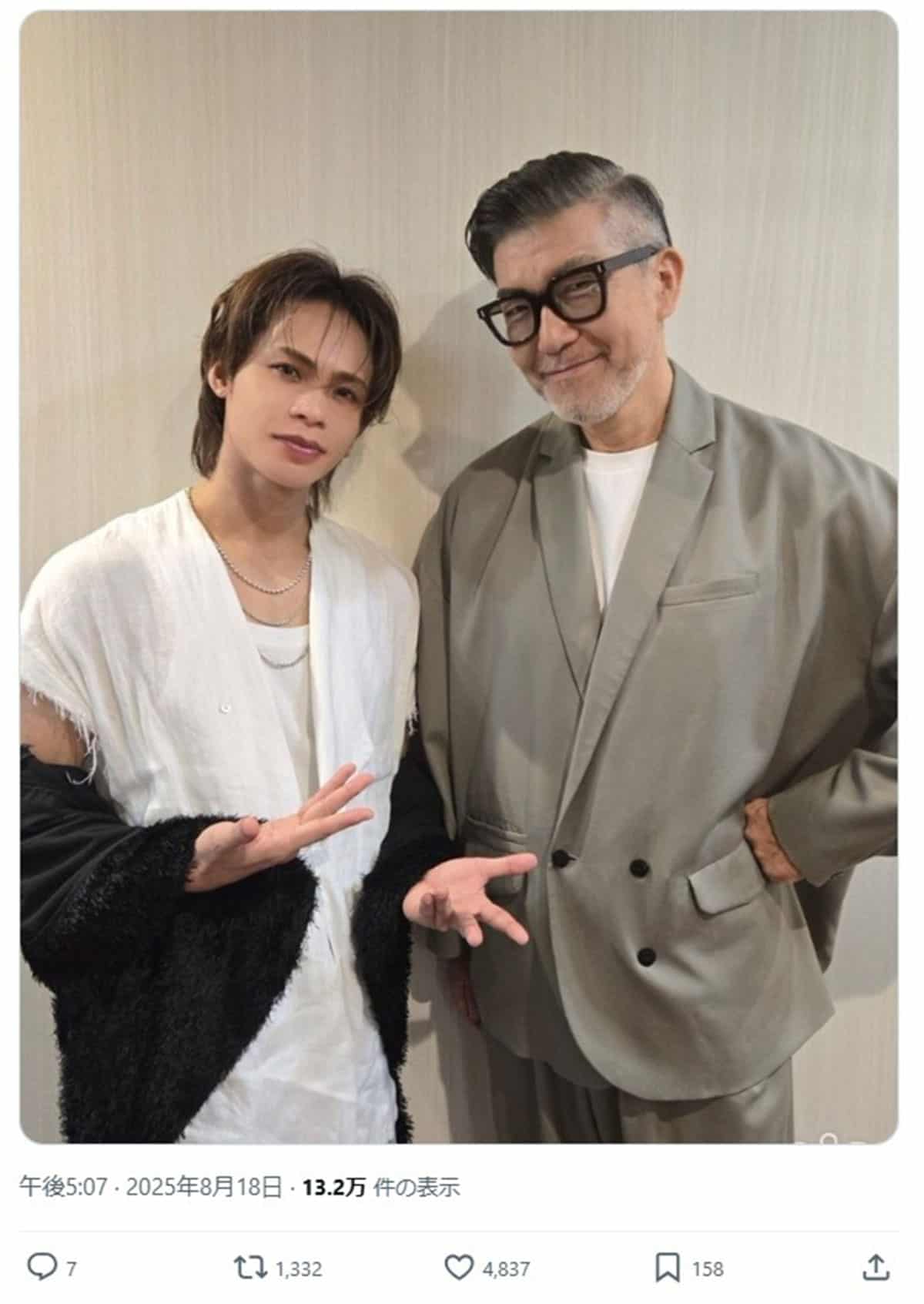 『ぽかぽか』に出演した大澄賢也(右・音楽劇『謎解きはディナーのあとで』オフィシャルXより)