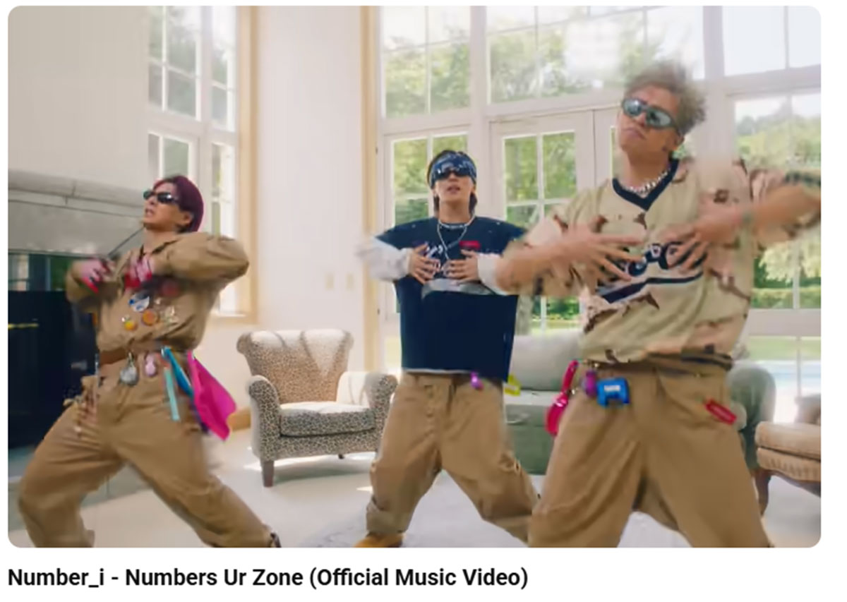 新曲『Numbers Ur Zone』を配信リリースした「Number_i」（公式YouTubeチャンネルより）