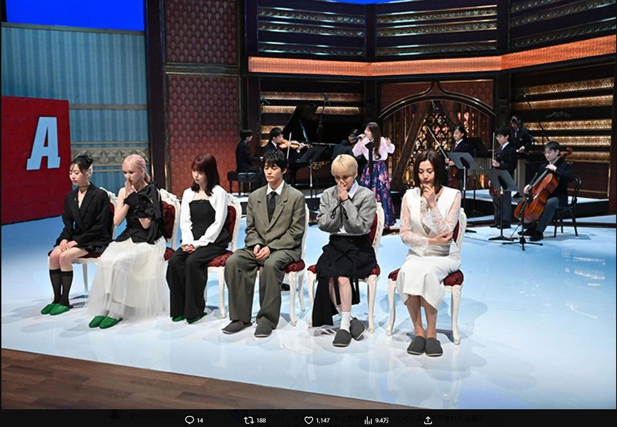 混合アンサンブルのチェックで中学生の演奏が不正解となり物議を醸した（写真・番組公式Xより）
