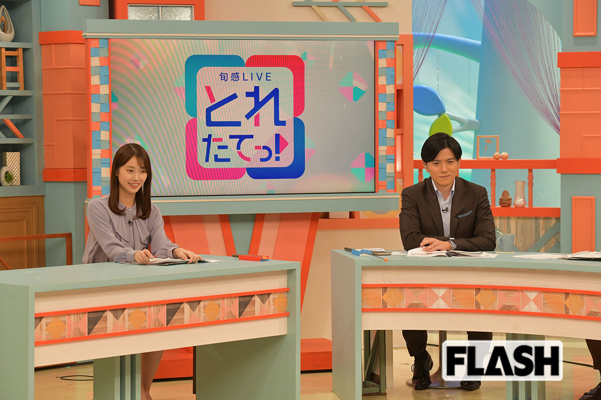 生放送中の青木源太アナとカンテレ・橋本和花子アナ（写真・馬詰雅浩）