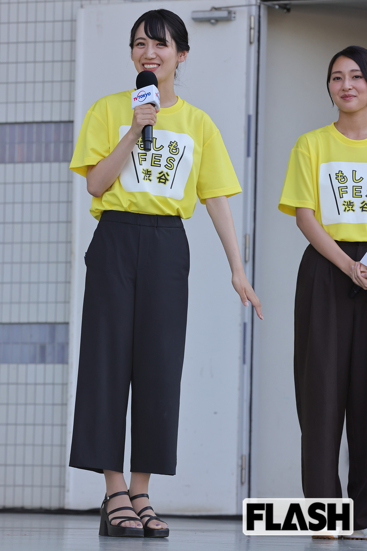 防災について語る宮本真綾アナと山本倖千恵アナ