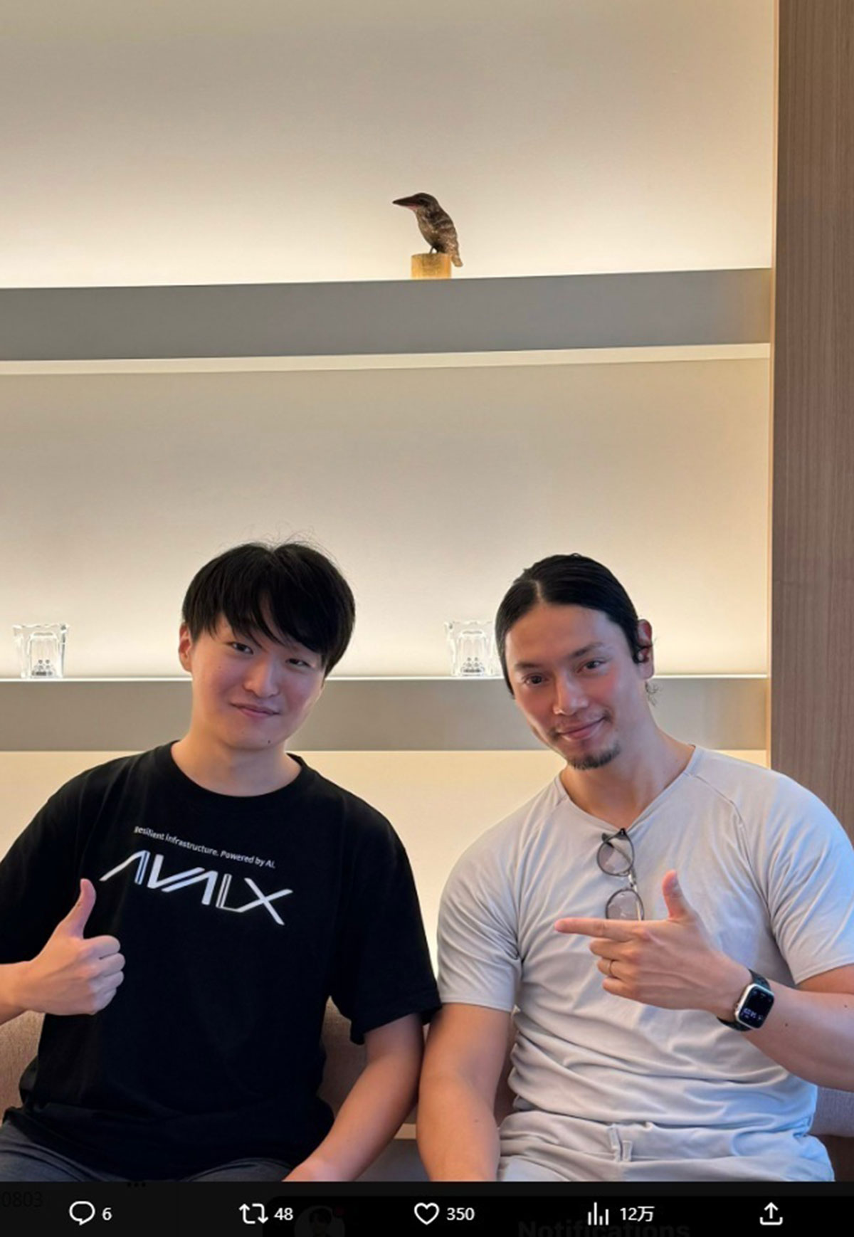 Tシャツ越しにもわかるほどムキムキになった水嶋ヒロ（写真・中山太洋氏のXより）