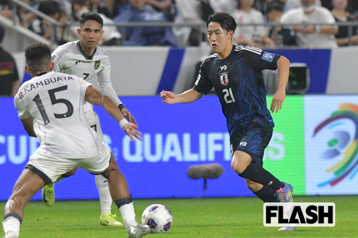 トルシエ氏のイチ推しの佐藤龍之介。アジア予選最終戦のインドネシア戦でA代表デビューをしたが、W杯に向けてポジション争いに食い込めるか（写真・馬詰浩靖）