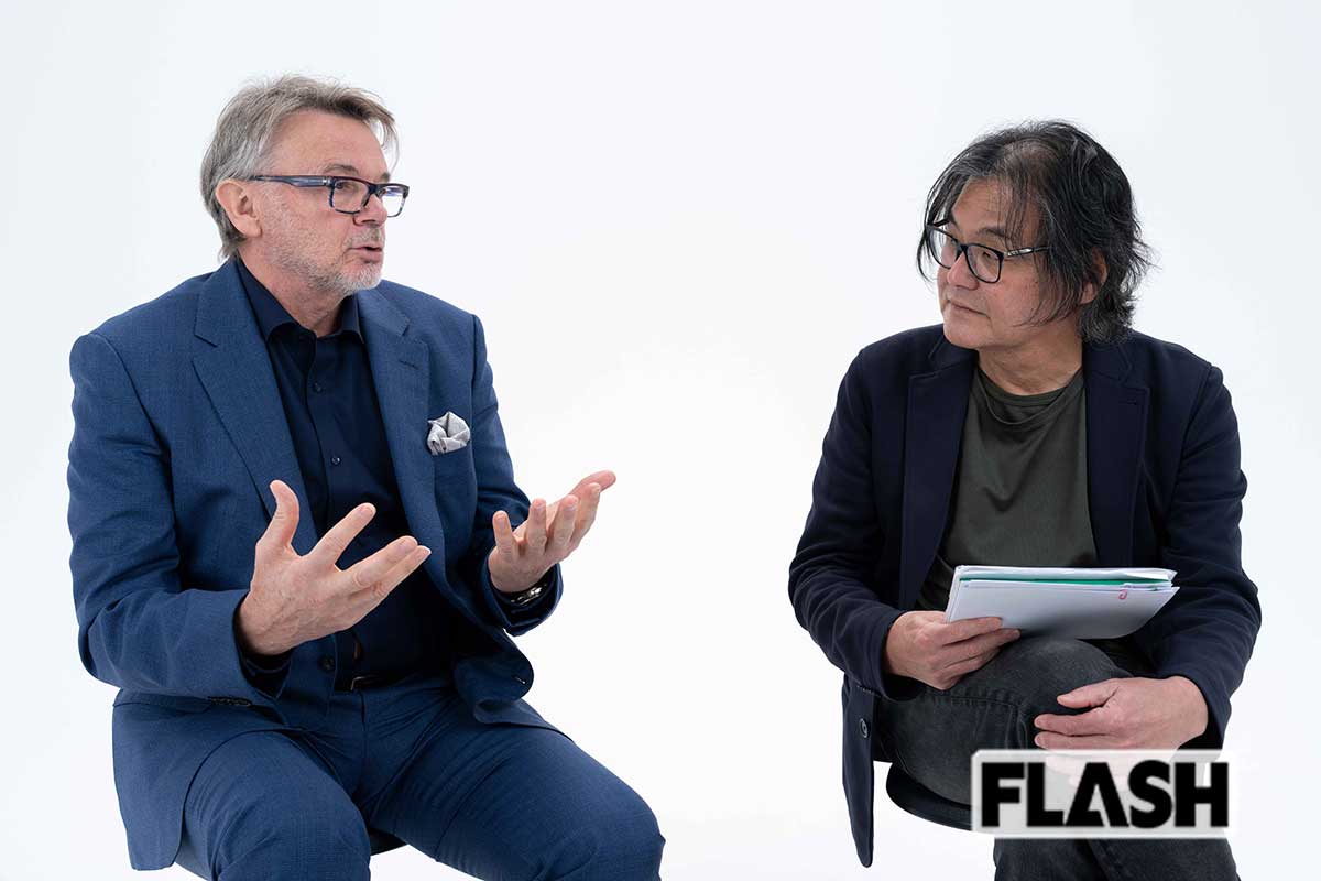 今回対談をおこなったトルシエ氏と田村修一氏（写真・福田ヨシツグ）