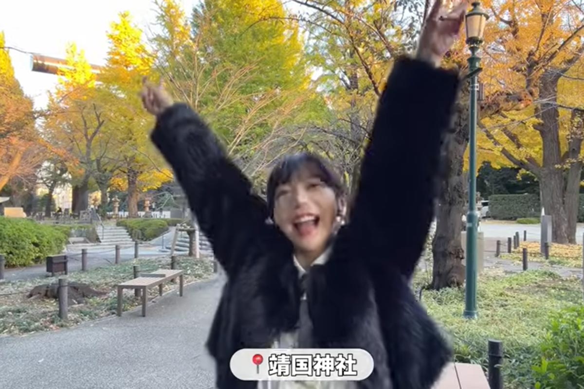 2025年11月22日、靖国神社での動画撮影が物議をかもしたYouTuberのRちゃん（「Rちゃん」のYouTubeチャンネルより）