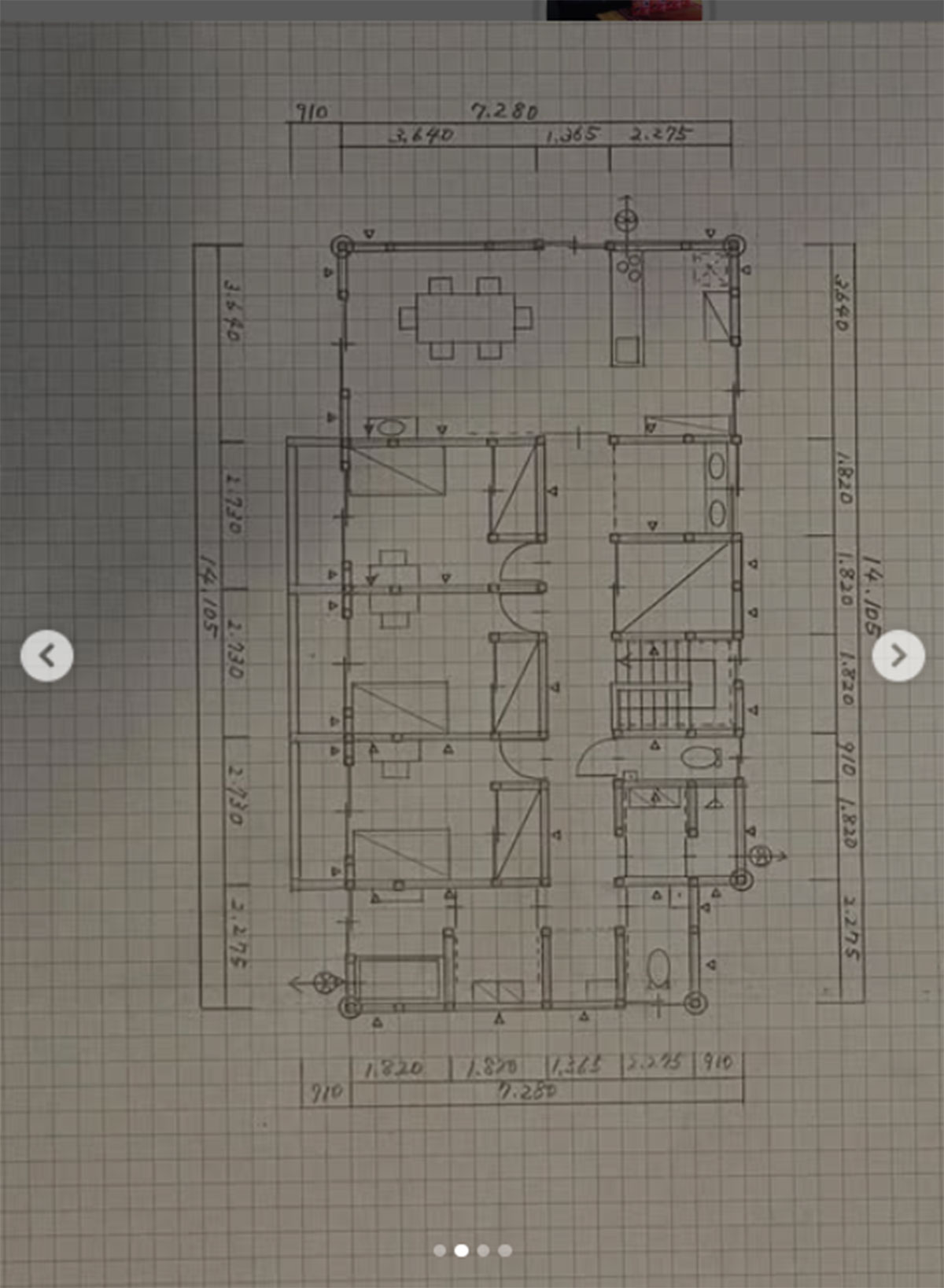 田中卓志が描いた製図の一部。見事に二級建築士に合格した(写真・本人Instagramより)