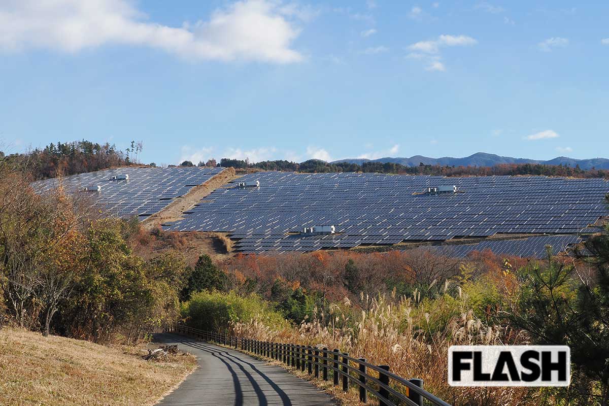 山梨県のメガソーラー（写真・梅基展央）