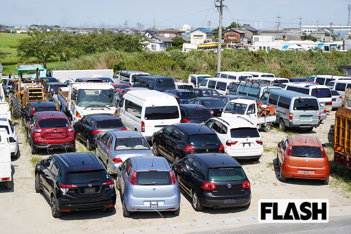三重県内のヤードに並んだ車（写真提供・加藤久美子氏）