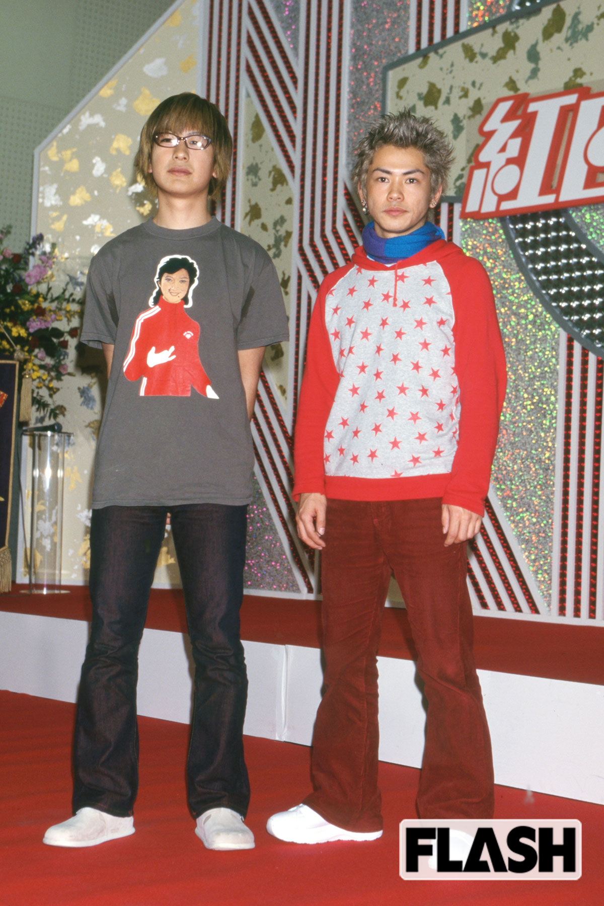1999年、『紅白』初出場者の会見に出席した19のけんじ（右）と岩瀬敬吾（写真・長谷川 新）