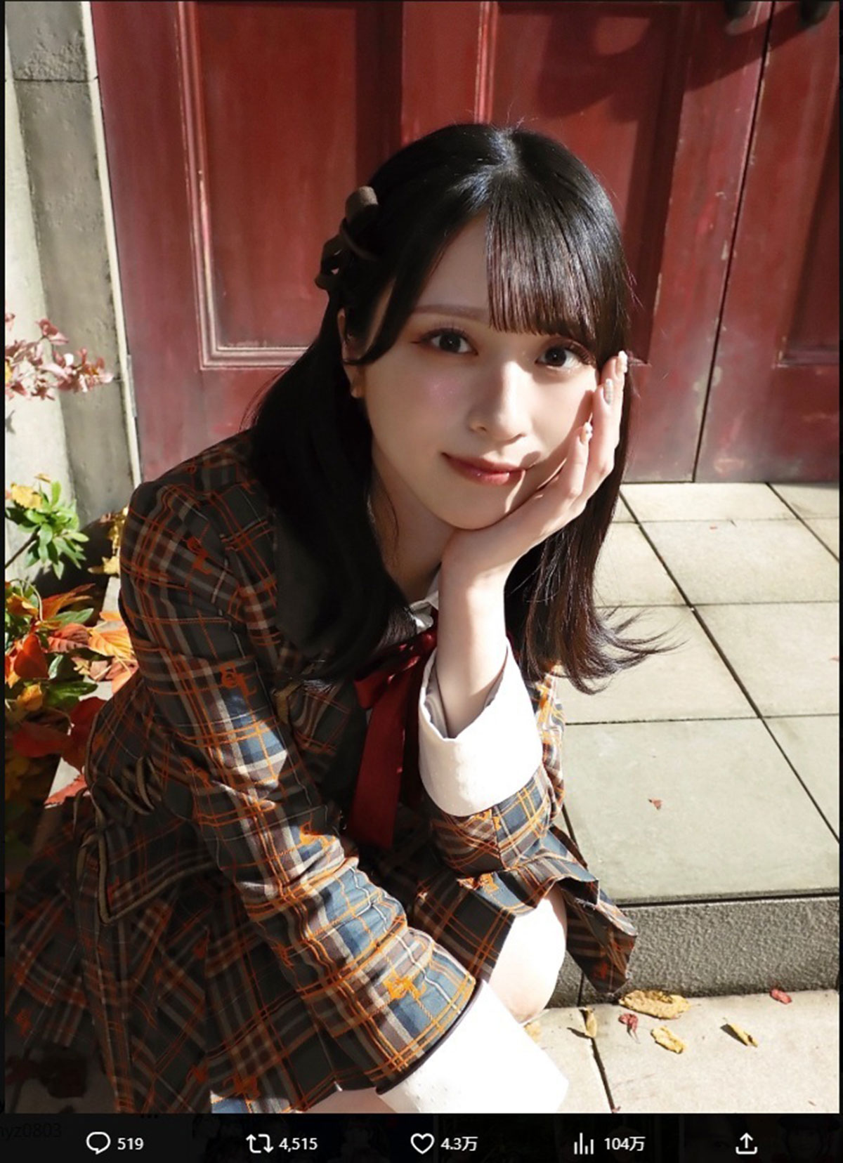 熱愛が報じられた＝LOVEの佐々木舞香。「顔面国宝」と称されている（写真・佐々木舞香のX「@sasaki_maika」より）