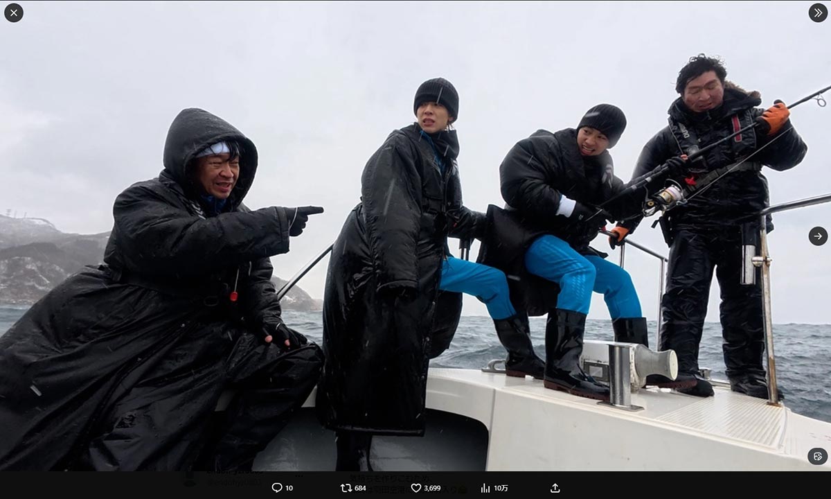 クロマグロ釣りに挑戦したDASHメンバー。あまりに無謀な挑戦に、一部の釣り好きは違和感を覚えたようだ（写真・番組公式Xより）