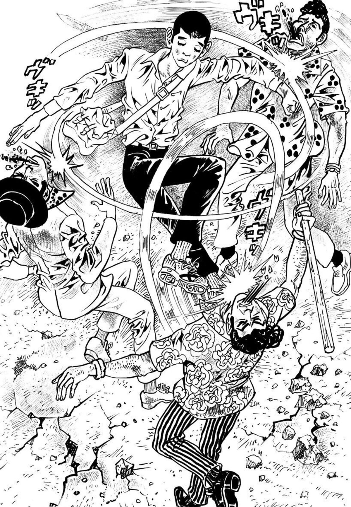 新作『あゝ、荒野』の一コマ。懐かしの劇画タッチだ