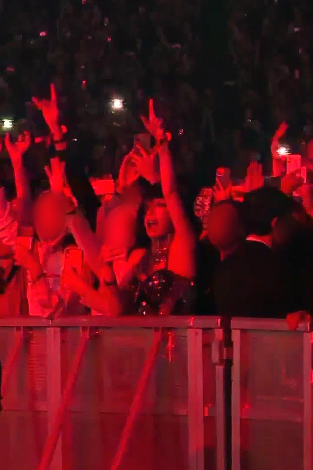 レディー・ガガのライブ中の仲里依紗。この時は撮影可能なタイミングだったようで、スマホでガガの様子を撮りつつ、ノリノリで音楽に浸っていた