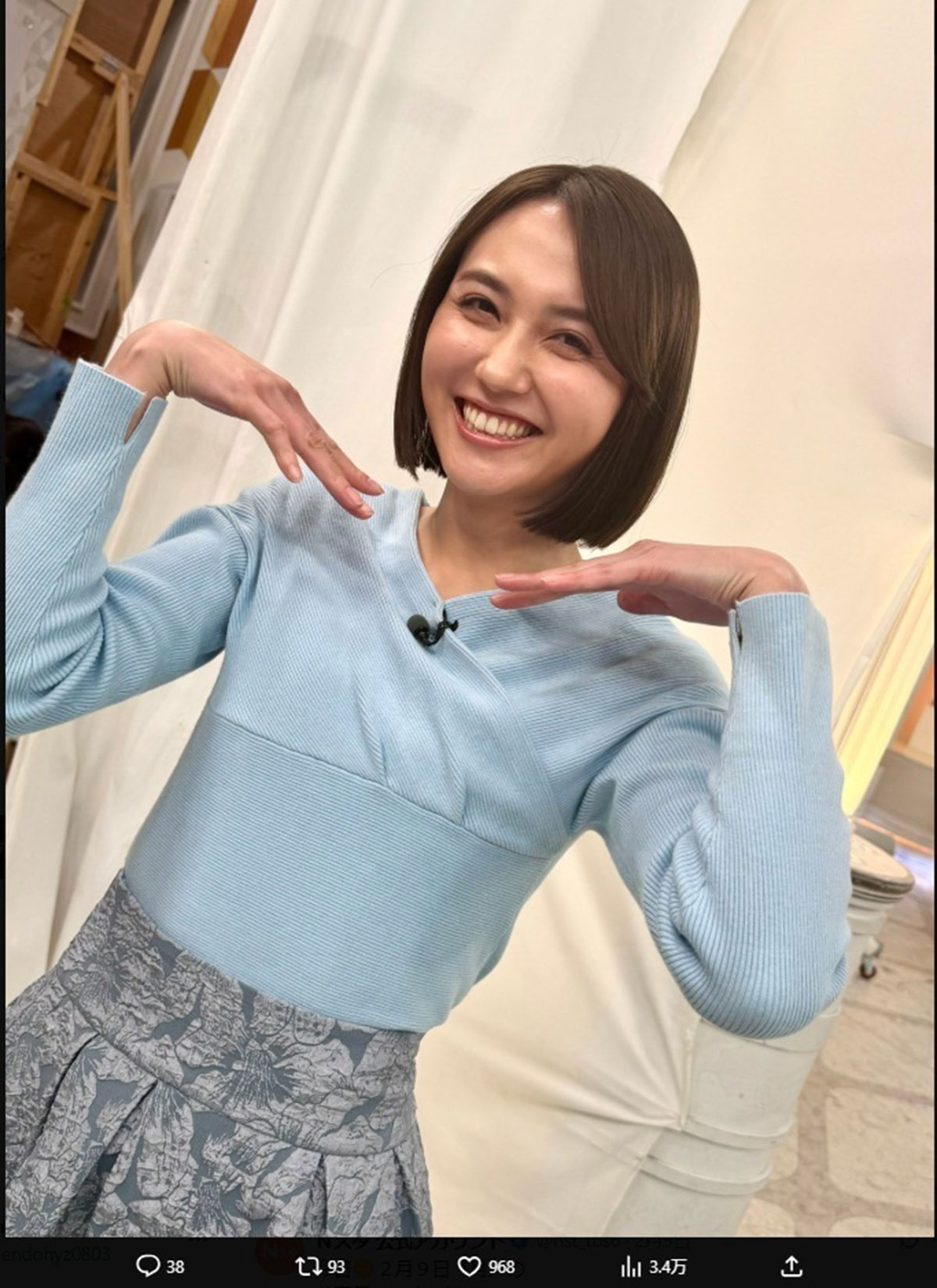 ショートボブに髪型を変えた山形純菜アナ。ファンからは絶賛の声が相ついでいる（写真・『Nスタ』公式Xより）