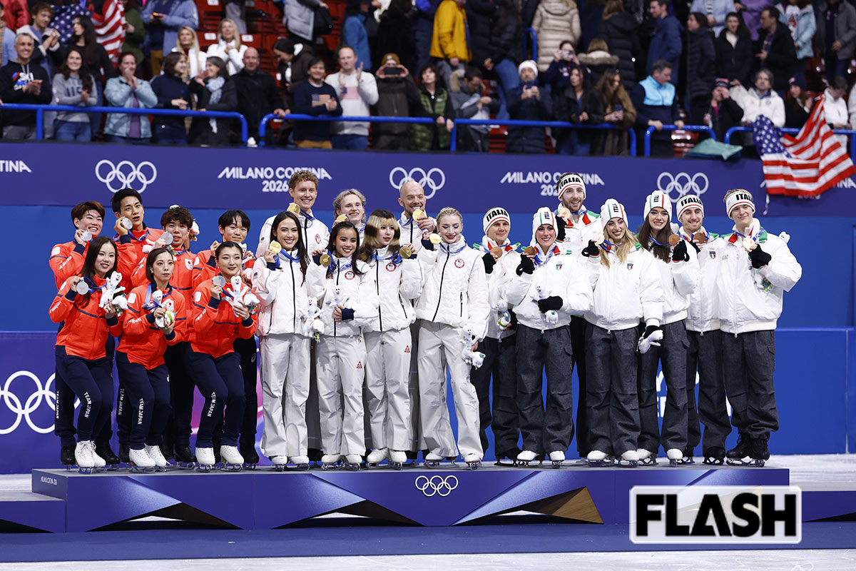 2026年2月8日におこなわれたフィギュアスケート団体の表彰式（写真・JMPA）