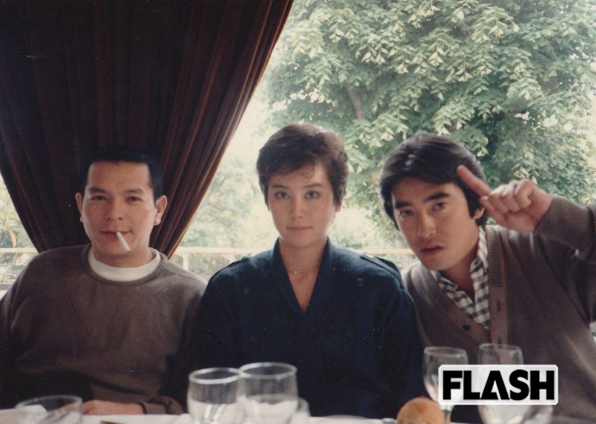 長谷直美。共演していた地井武男さん（左）と神田正輝さんと食事会で