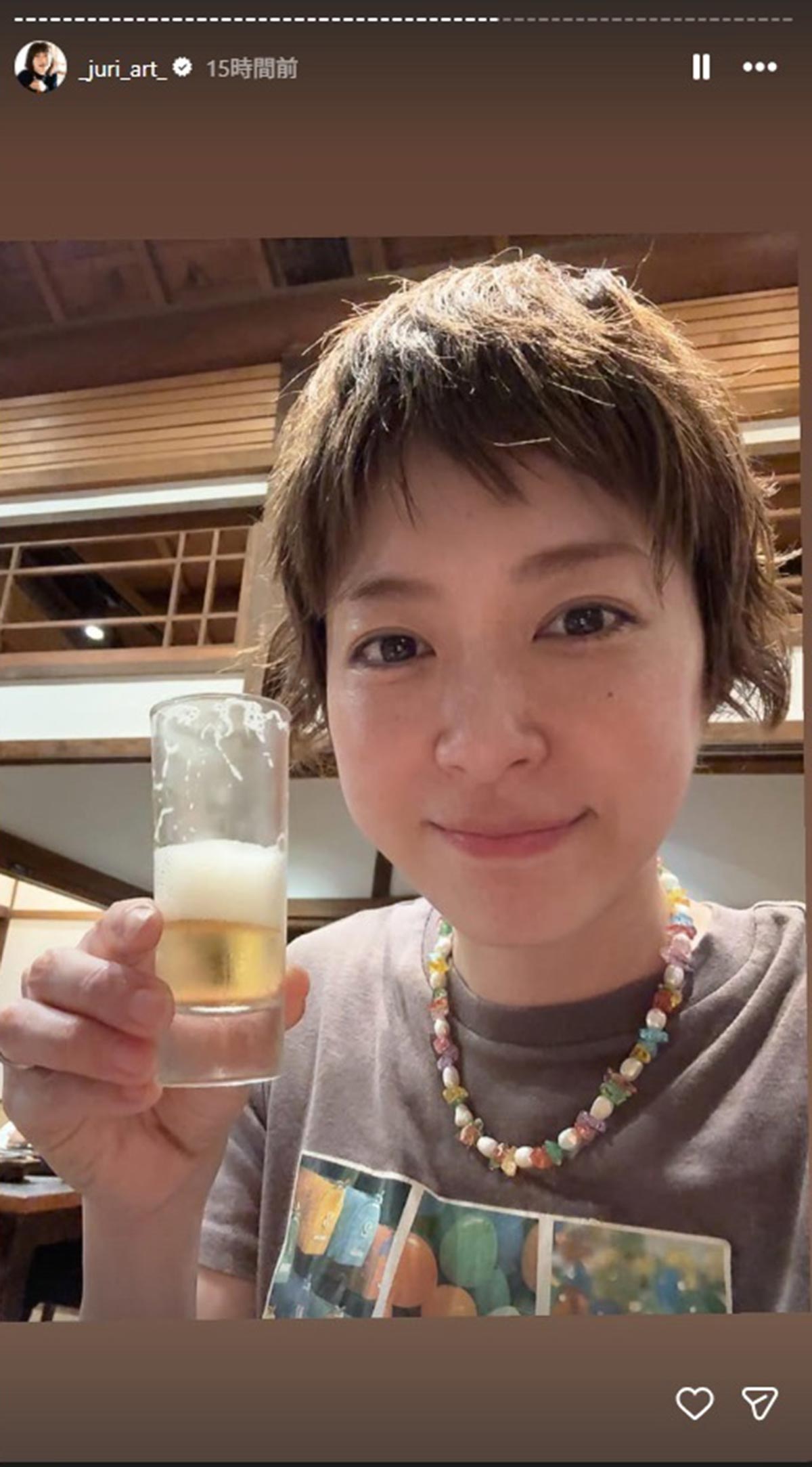 台湾を訪れた上野樹里。金髪ショートに激変し、ファンの間で話題となっている（写真・本人Instagramより）