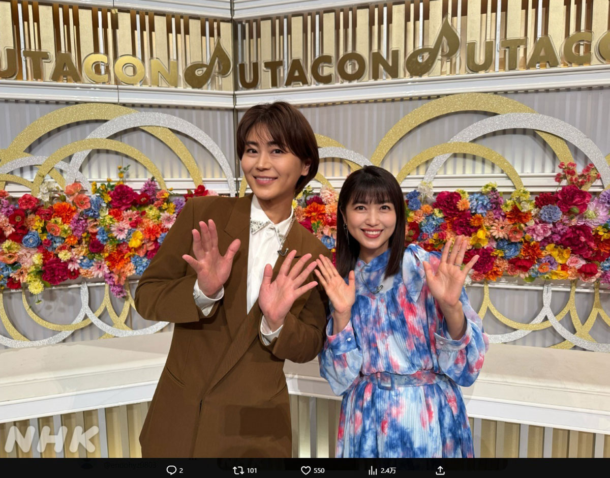 氷川きよしが登場した『うたコン10周年大感謝祭』。番組構成が物議を醸している（写真・うたコンのX「@nhk_utacon」より）