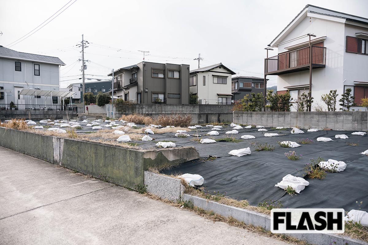 林家が暮らした自宅は2000年に放火のため全焼したが、壁の落書きを消した跡がいまも残る（写真・木村哲夫）