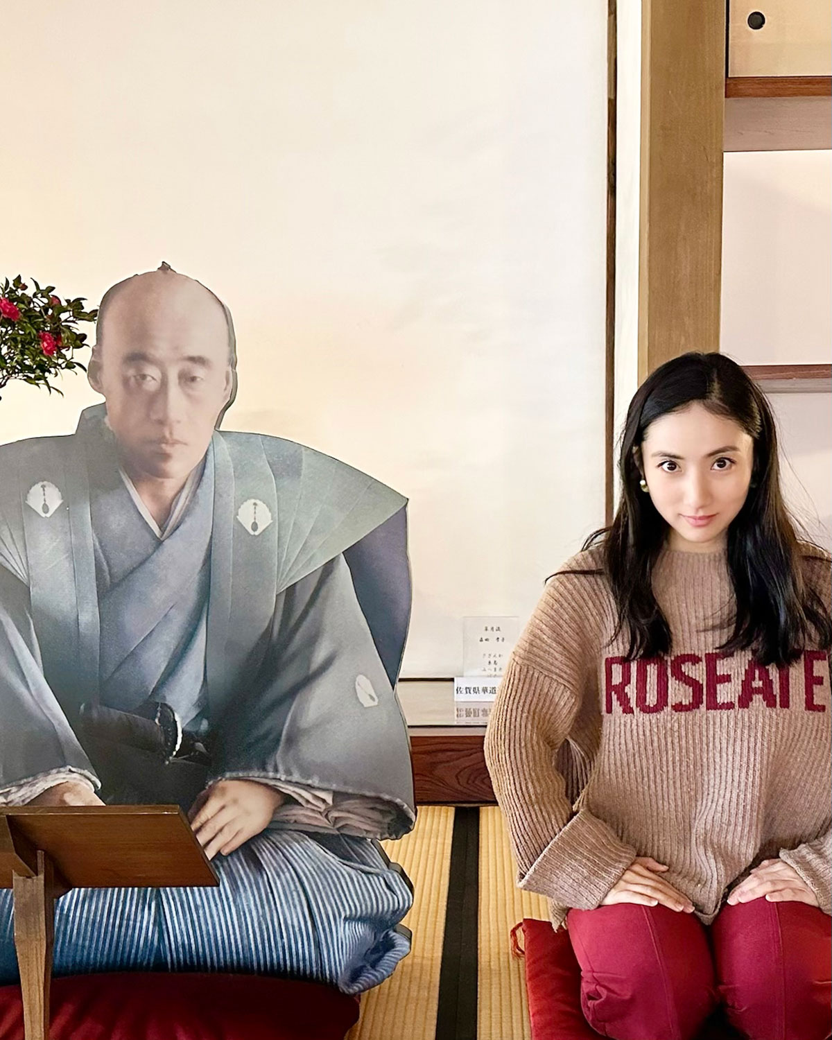 佐賀城で鍋島直正と対面。「身体の中に眠る、遺伝子がザワザワした」とSNSに投稿した（写真・本人提供）