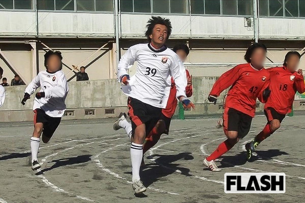 中学3年のころの小川航基。イベントに参加、徒競走では全力疾走（写真提供・大豆戸FC）