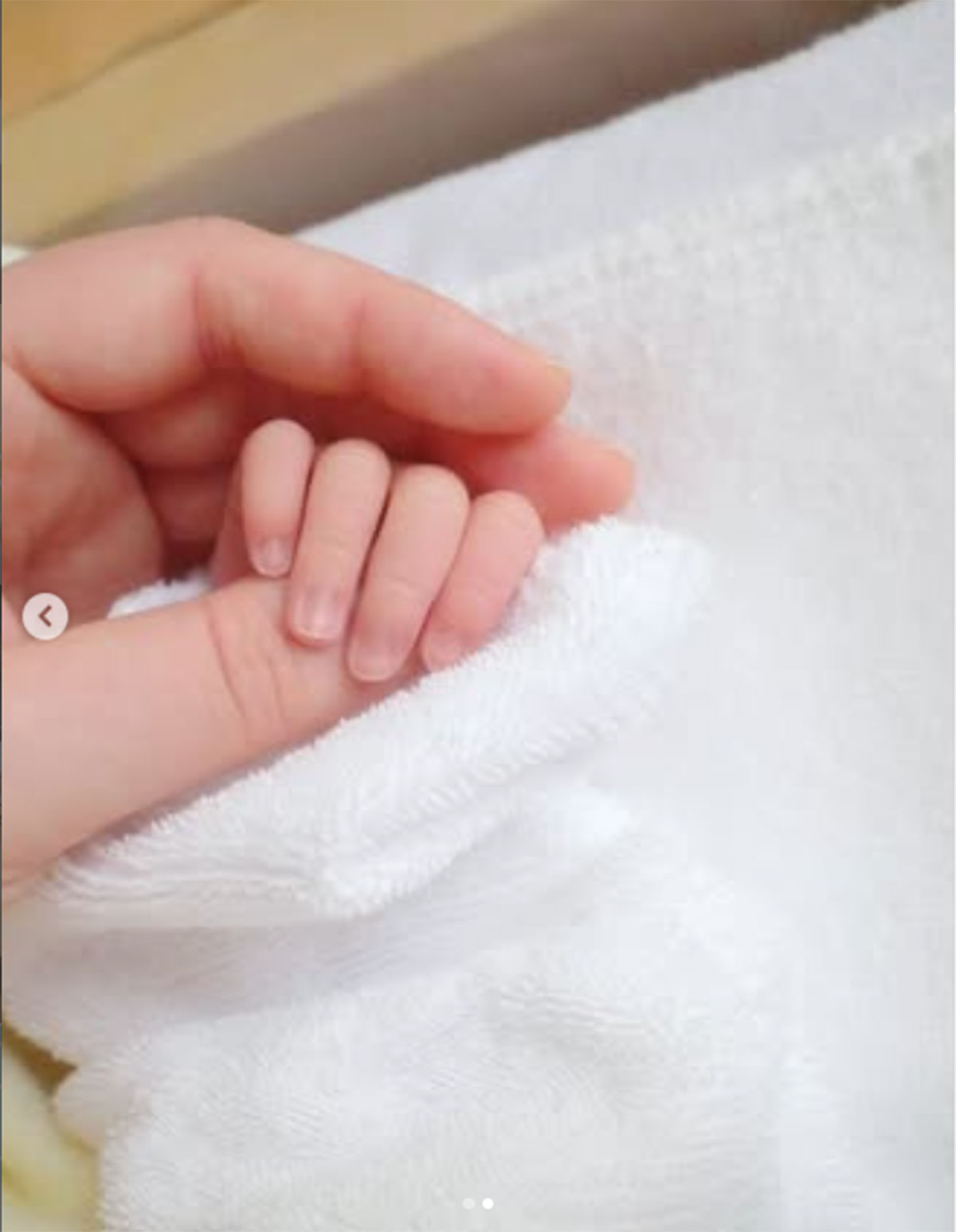 2月22日に投稿されたトリンドル玲奈のInstagramでは、《先日元気な赤ちゃんを出産し、母になりました》の報告とともに、赤ちゃんの手を握る写真が添えられていた（画像・『トリンドル玲奈 / Reina Triendl』のInstagram「toritori0123」より）