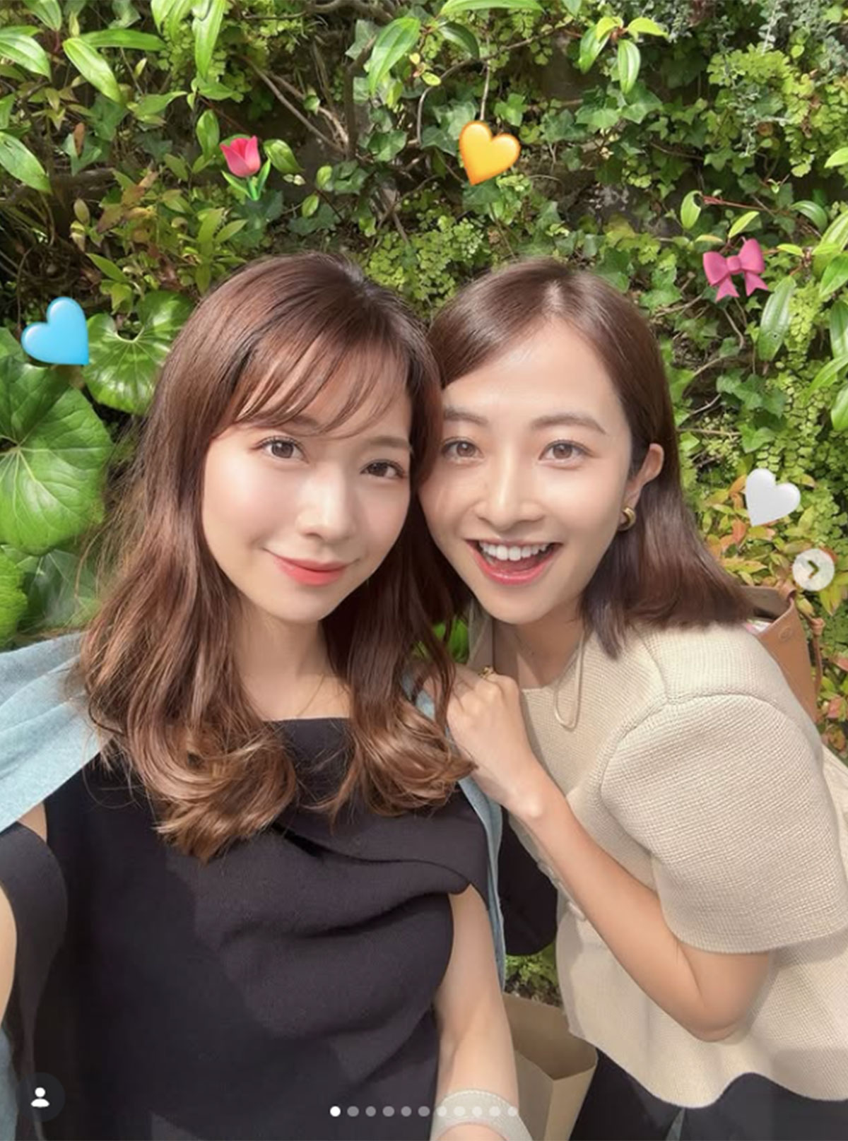 小野寺結衣のInstagramより。2017年の番組で共演して以来の仲だというTBS日比麻音子アナとの2ショットを公開した