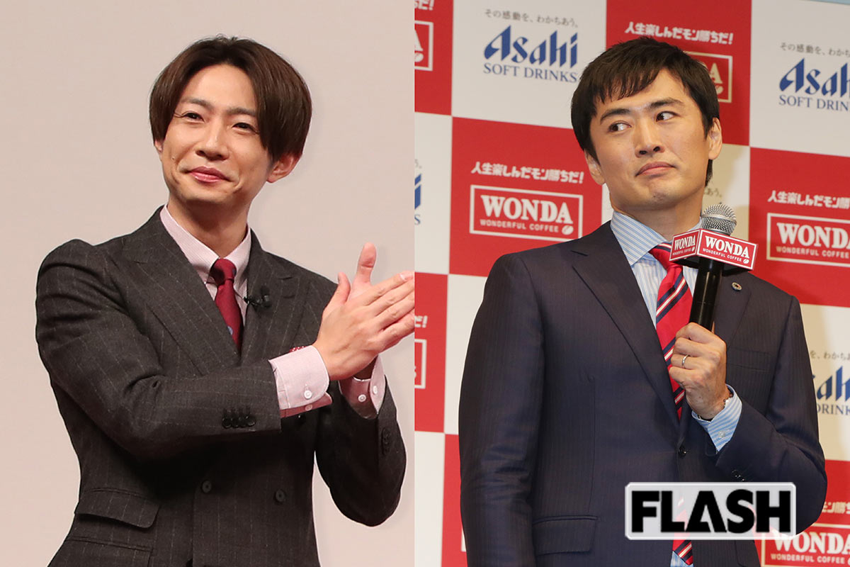 （左）相葉雅紀、劇団ひとり／2014年に相葉が主演を務めた映画では、劇団ひとりが相棒役キャラクターの声を担当した