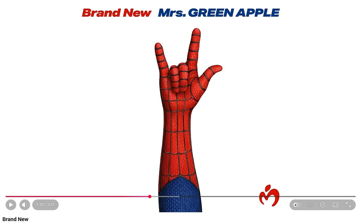 賛否が別れているミセスの『Brand New』。映画『スパイダーマン:ブランド・ニュー・デイ』の主題歌となっている(写真・公式YouTubeチャンネルより)