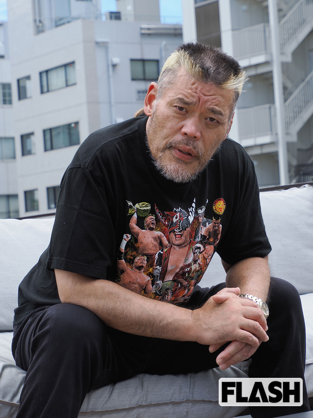 8月15日の新日本プロレス両国国技館大会での引退試合に向けて決意を語る天山広吉（写真・保坂駱駝）