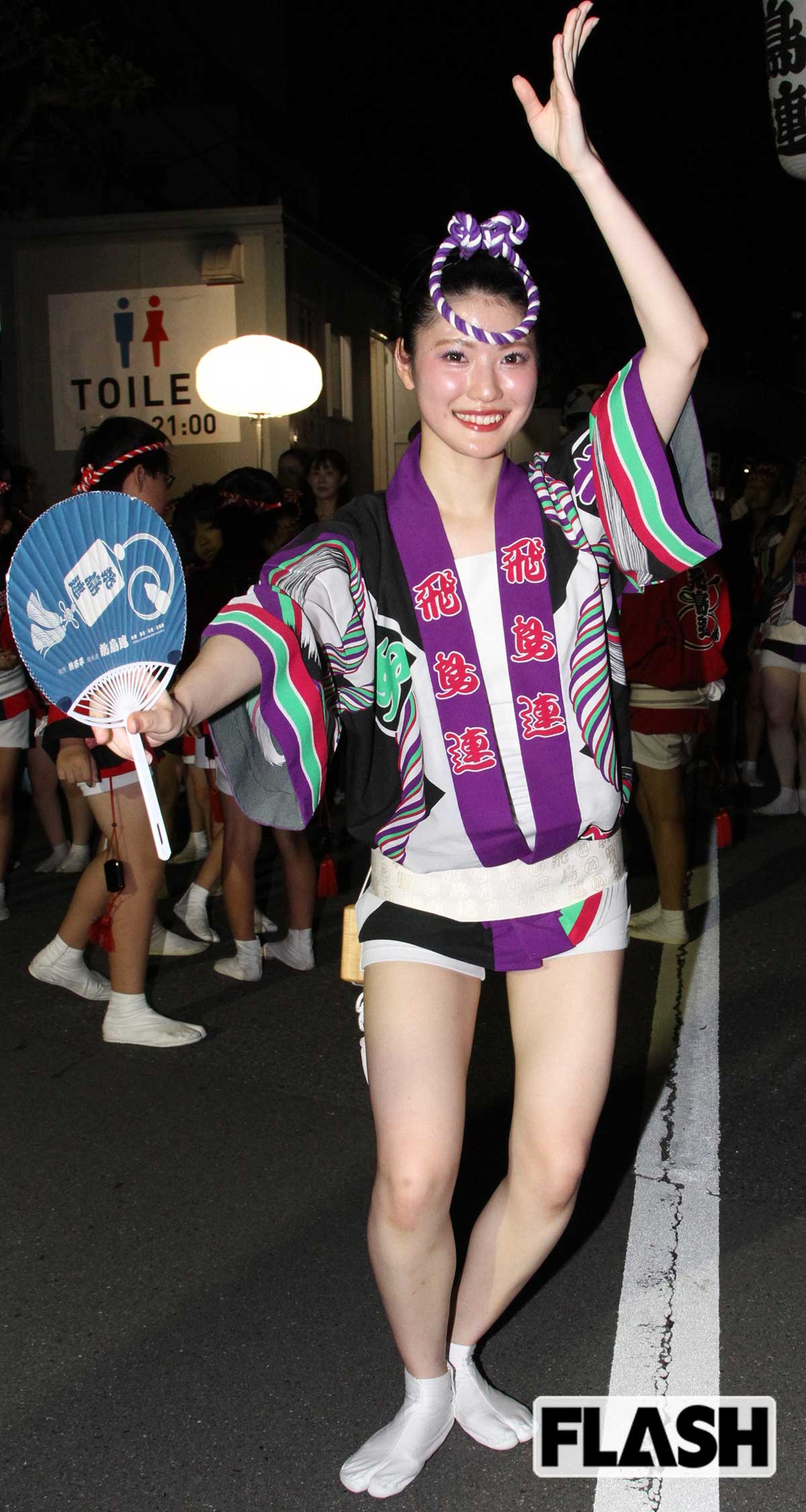 家族で阿波踊りにどっぷりという飛鳥連の21歳。「今日は進行もうまくて、やりやすかったです。私たちの連をもっと広めて、有名にしたいです」