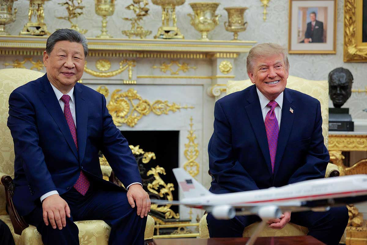 9月25日、米中首脳会談をおこなった中国の習近平国家主席とドナルド・トランプ米大統領（写真・共同通信）
