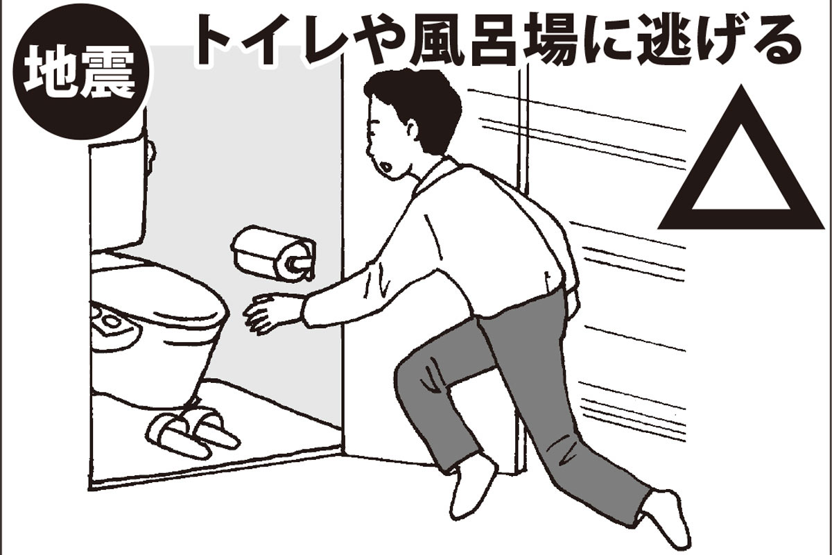 古い家でトイレに逃げ込むと、建物がゆがんで閉じ込められるリスクが高い